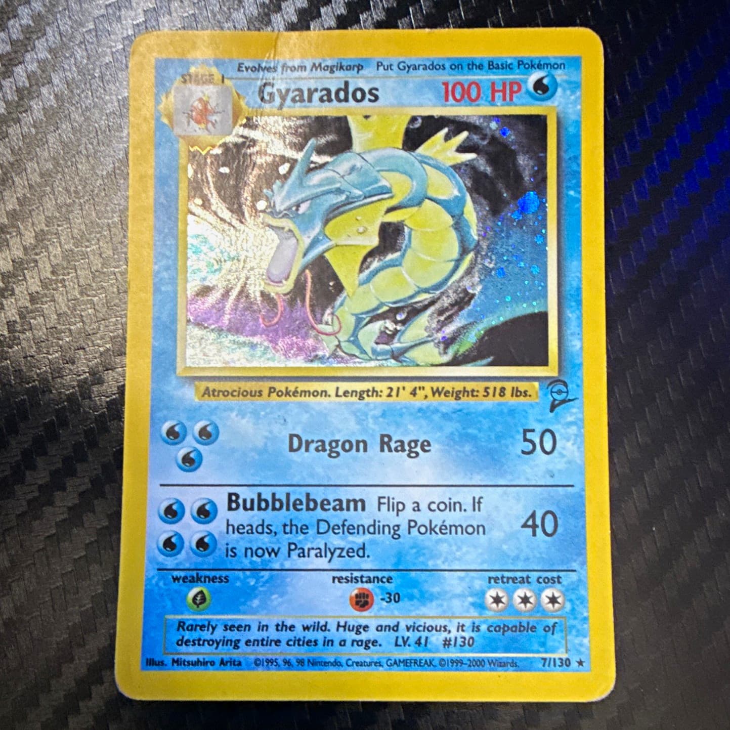 Pokemon TCG Gyarados 007/130 Base Set 2 Holo Rare English 100 HP Arita