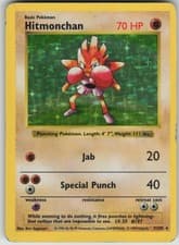 Pokemon TCG Hitmonchan Holo Rare Base Set (Shadowless) 007/102