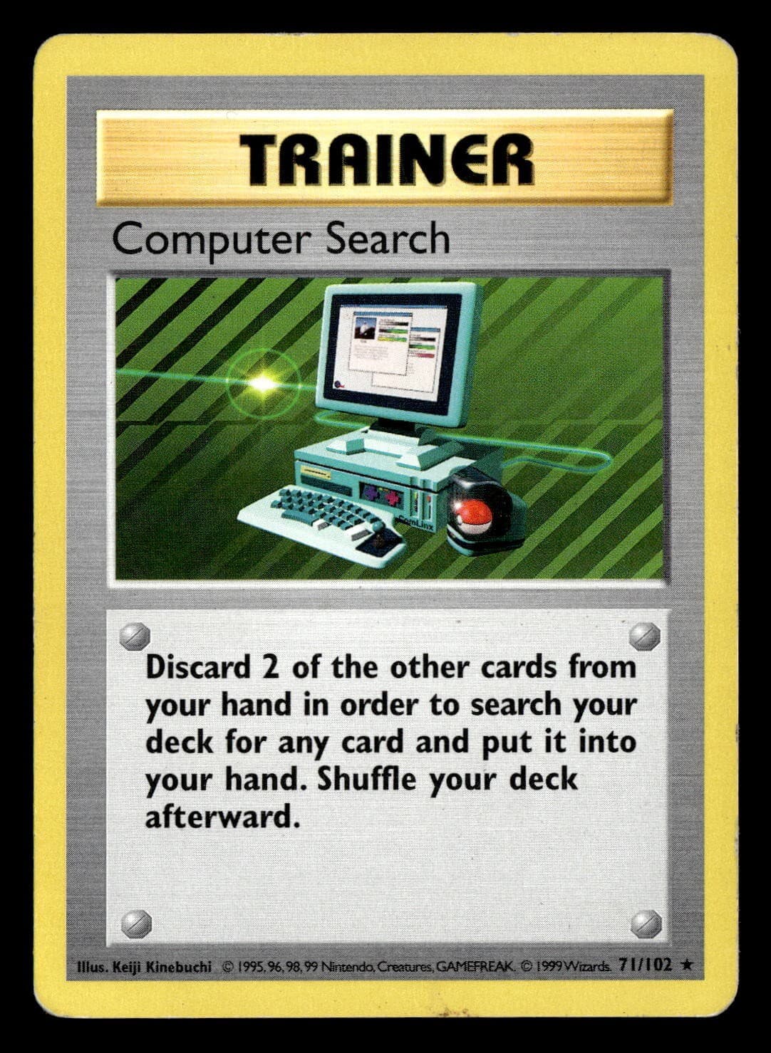1999 Pokémon Base Set Shadowless COMPUTER SEARCH 71/102 LP