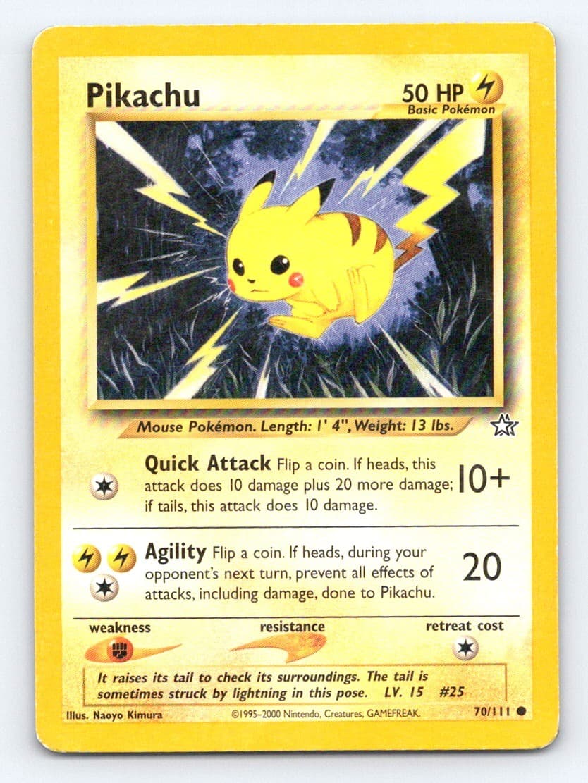 Pikachu 70/111 Common Neo Genesis Pokemon Unlimited Heavily Played