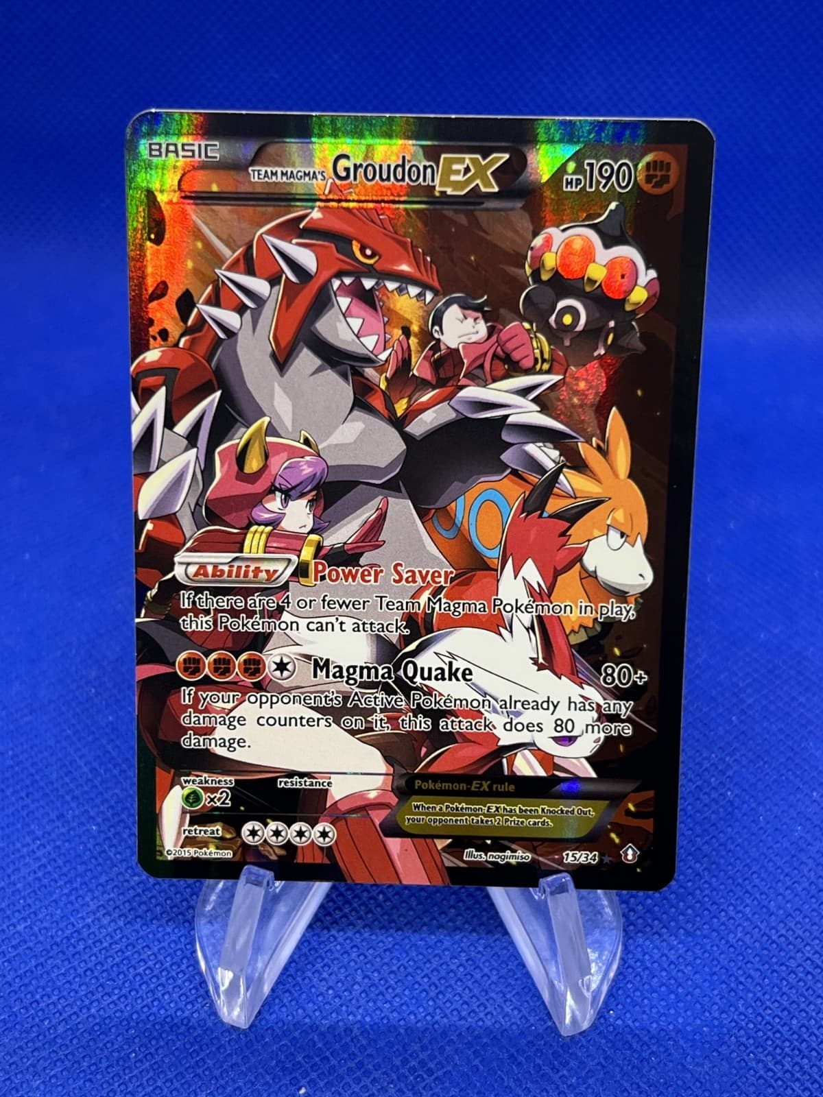 2015 Pokemon Double Crisis Team Magma’s Groudon EX 15/34 Ultra Rare LP