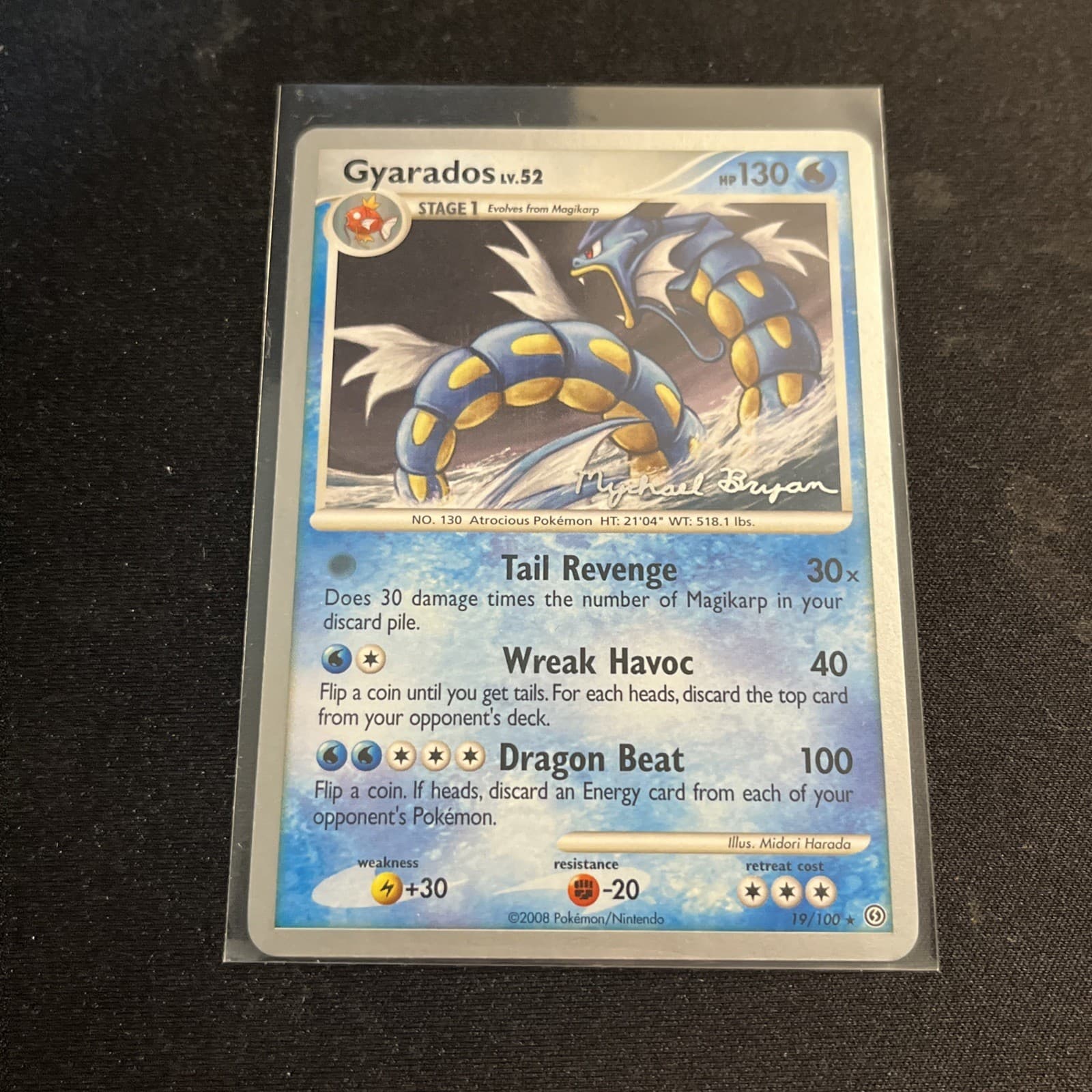 Pokémon Gyarados 19/100 Stormfront Rare 2008 World Championship Mychael Bryan 