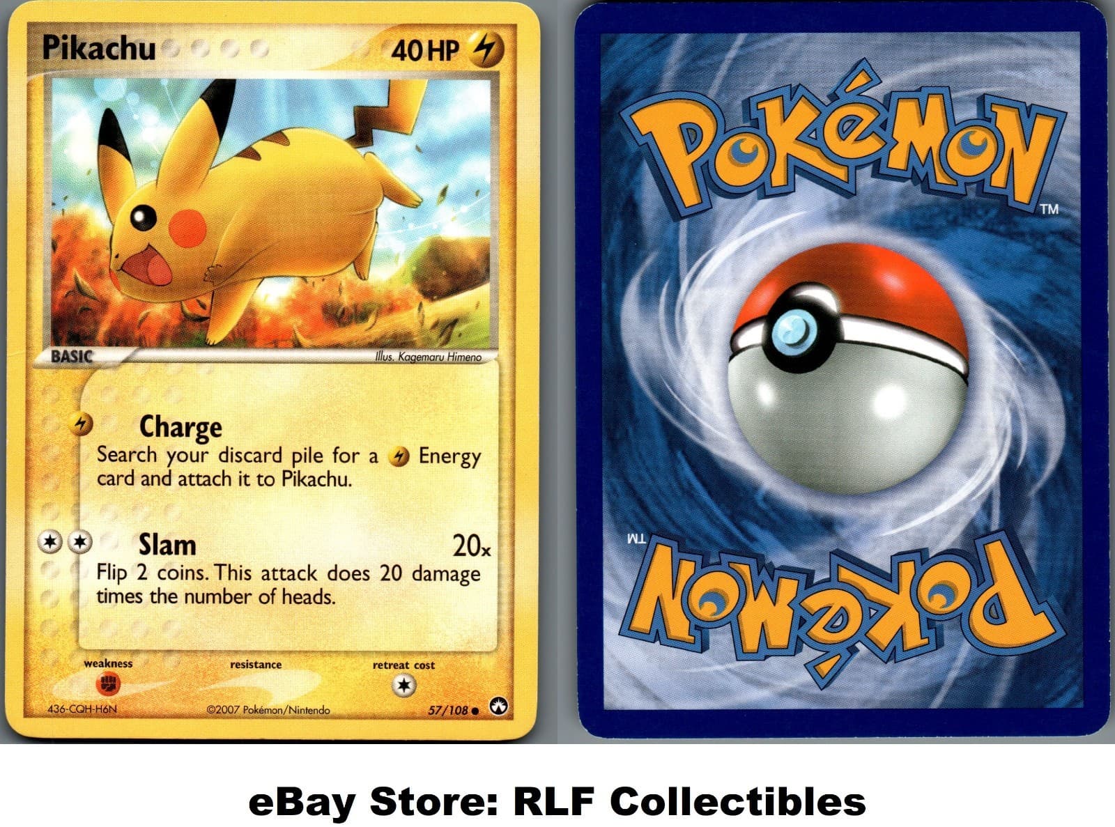 2007 Pokemon, EX Power Keepers, #57/108 Pikachu, Common (b)