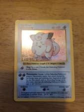 (Shadowless) Pokemon CLEFAIRY Card BASE Set 5/102 Holo Rare