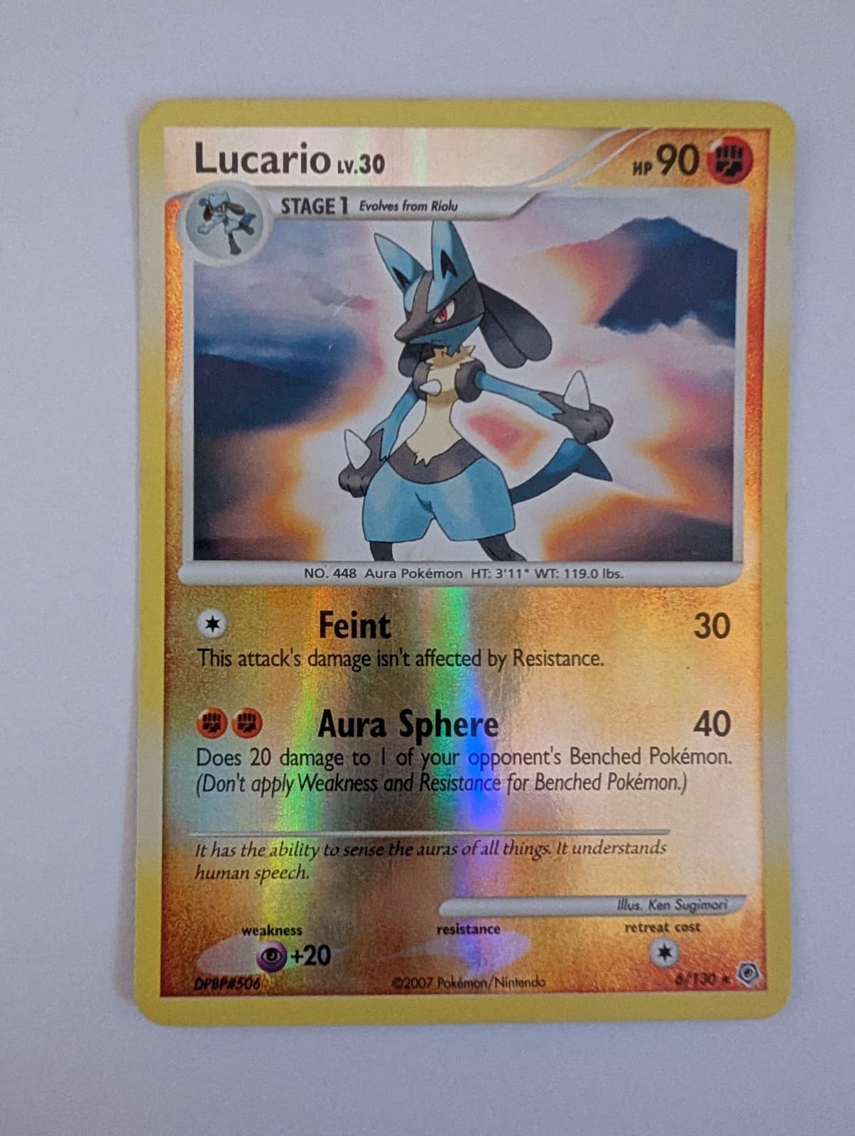 Pokémon TCG Lucario Reverse Holo Rare Card 6/130 Diamond and Pearl