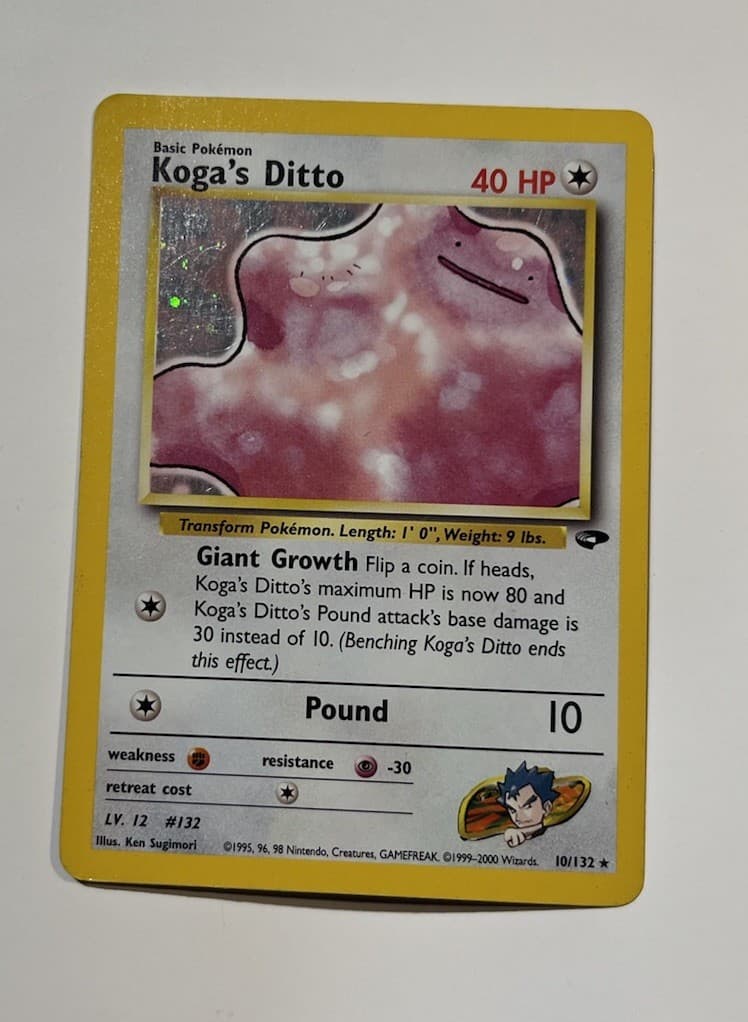 Koga's Ditto 10/132 Holo Rare Gym challenge Pokemon - LP-