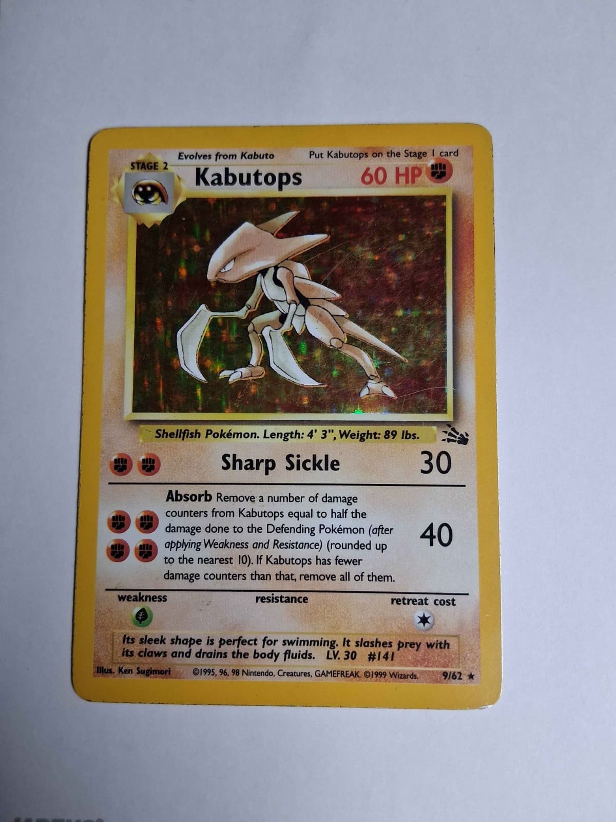 Kabutops 9/62 Holo Rare – Fossil Set – Vintage WOTC Pokémon TCG