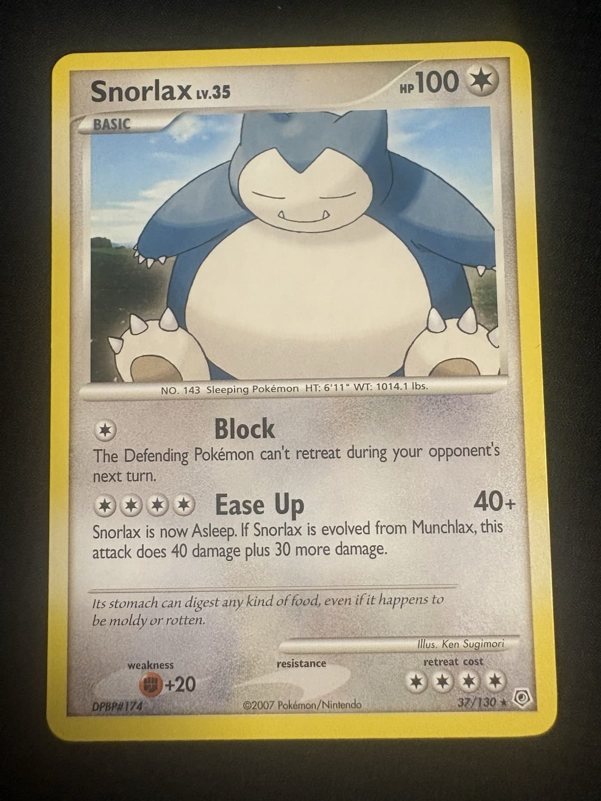 Pokémon Snorlax 37/130 Diamond and Pearl 2007 English Regular Rare Basic 100 HP