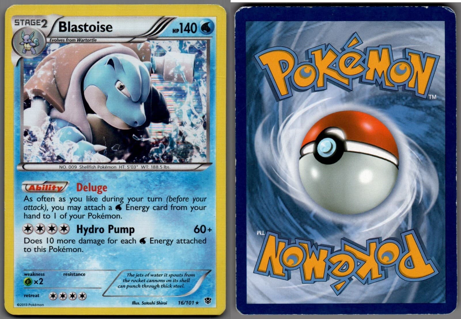 2013 Pokemon, Plasma Blast, #16/101 Blastoise, Holo Rare