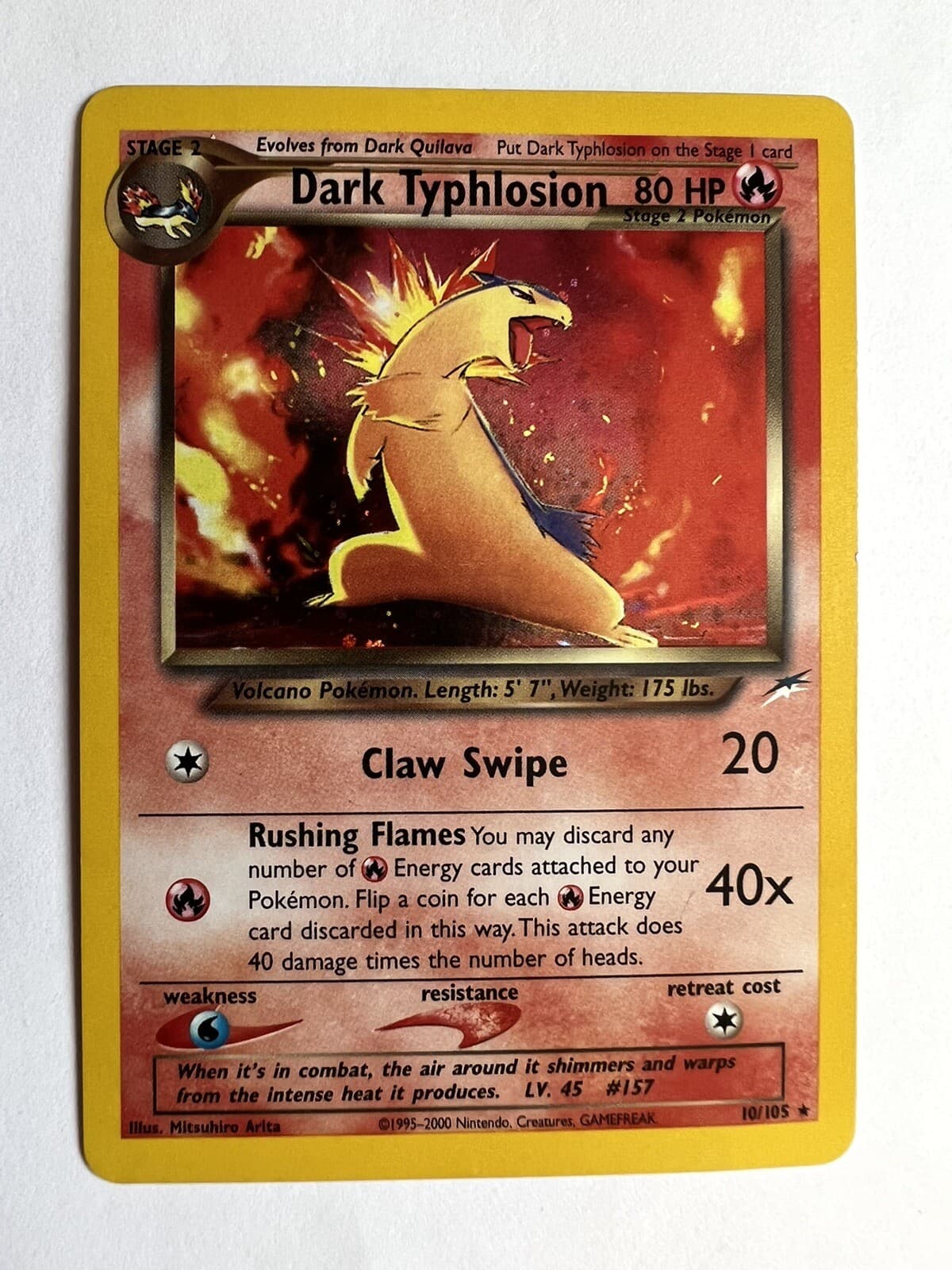 2002 Pokemon, Neo Destiny, #10/105 Dark Typhlosion, Holo Rare (b)