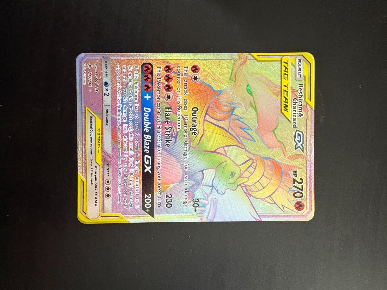 Reshiram & Charizard GX (Secret) 217/214 Sm-Unbroken Bonds Holo