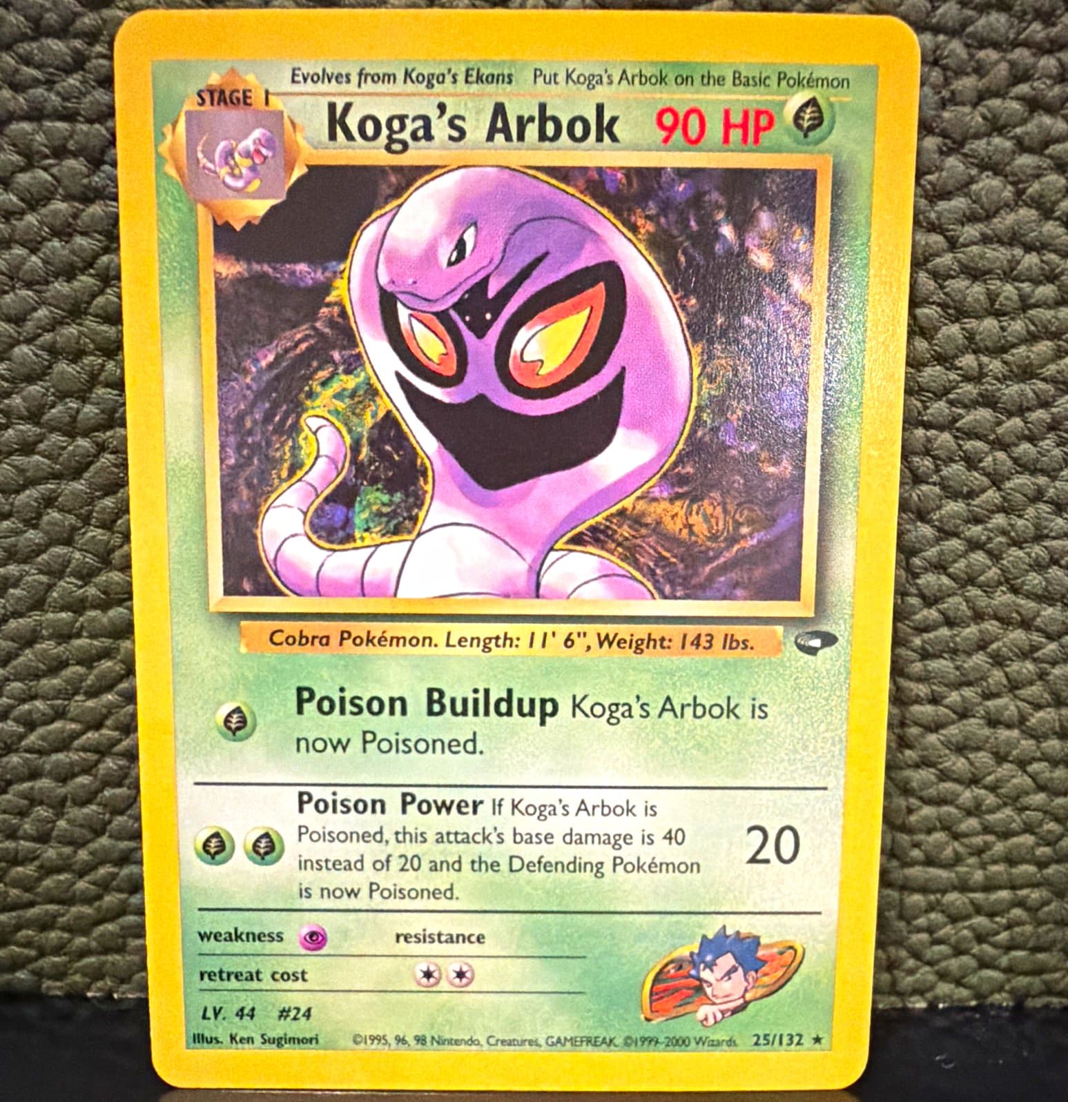 Pokemon Koga's Arbok 25/132 Gym Challenge Rare Stage 1 Unlimited 1999 ENG