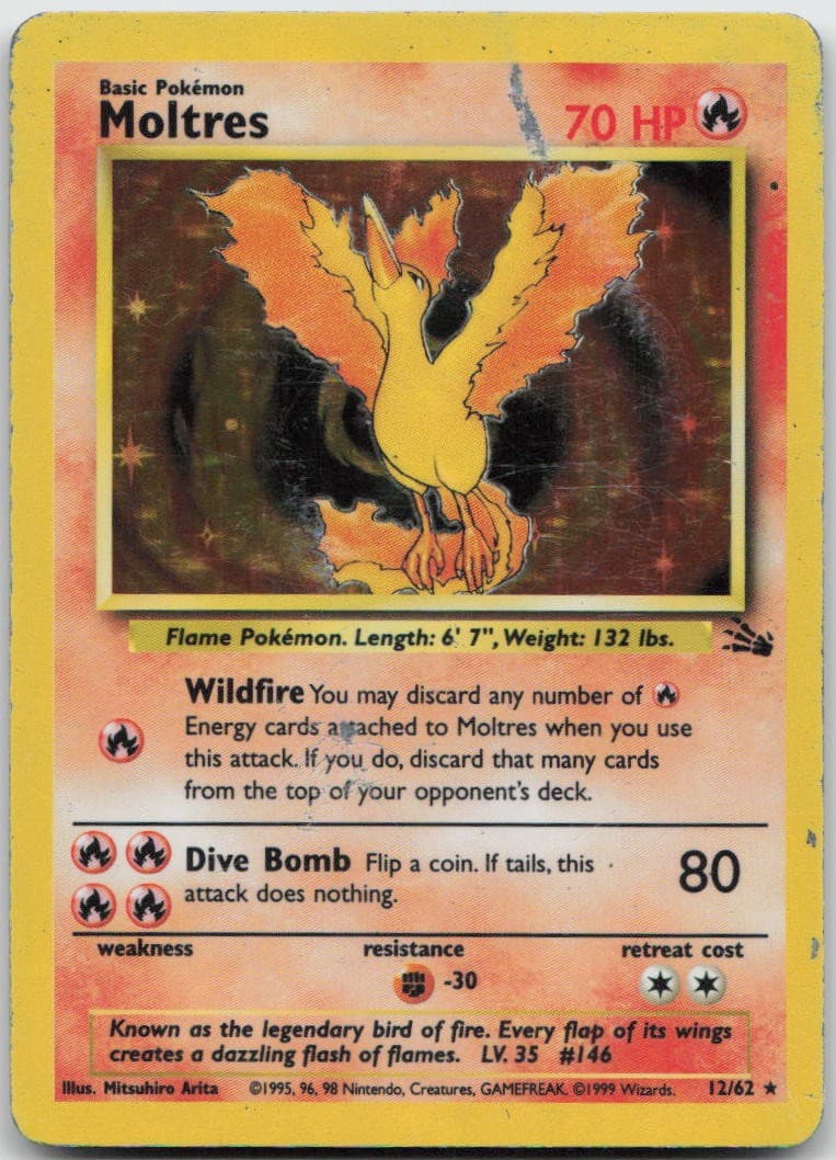 Moltres 12/62 Holo Rare Fossil Pokemon TCG MP