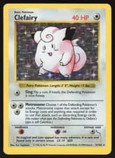 Pokémon Clefairy 5/102 Base Set SHADOWLESS Holo MODERATE PLAY