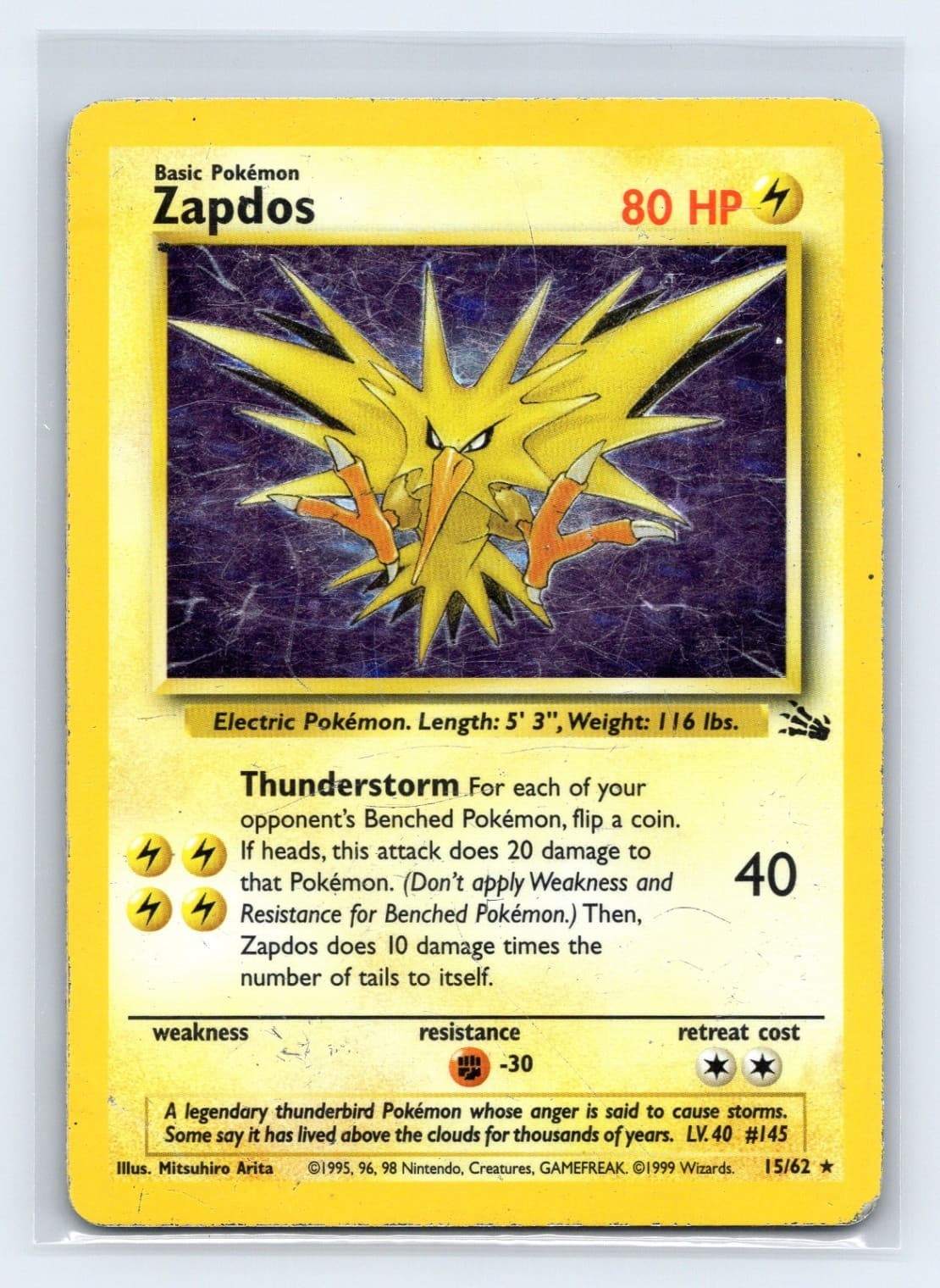 Zapdos (15) Holo Rare Fossil 15/62 MP