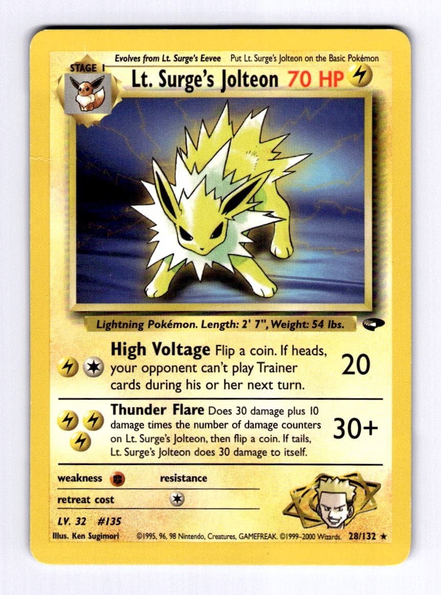 Lt. Surge's Jolteon Gym Challenge #028 (2000) Rare HP Pokemon