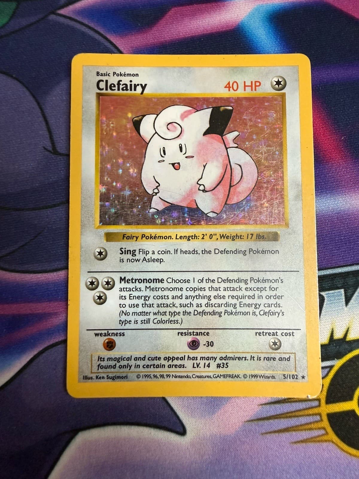 Pokemon Card - Clefairy - Base Set (Shadowless) 5/102 Holo