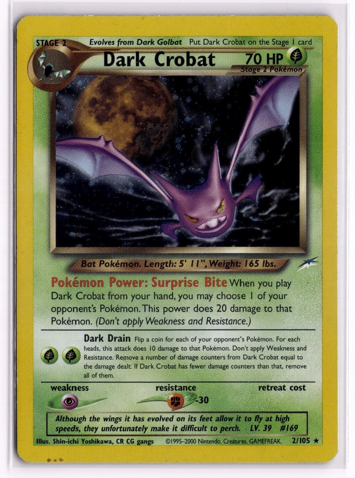 Dark Crobat 2/105 Rare Neo Destiny Pokemon Unlimited Holo Lightly Played