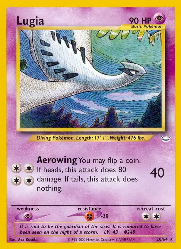 Lugia - 20/64 - Pokemon Neo Revelation Unlimited Rare Card WOTC HP