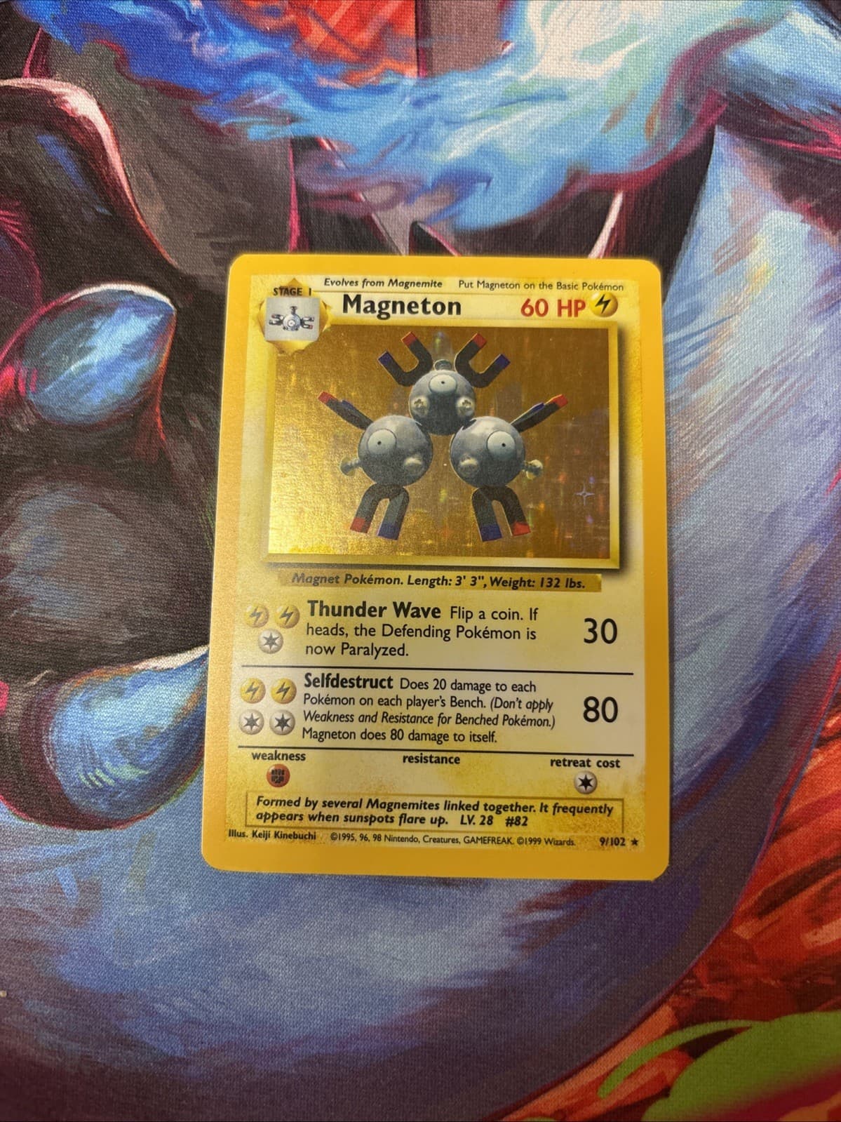 Pokémon Base Set English Magneton 9/102 80 HP Shadowless Holo Rare Card LP/NM+🔥