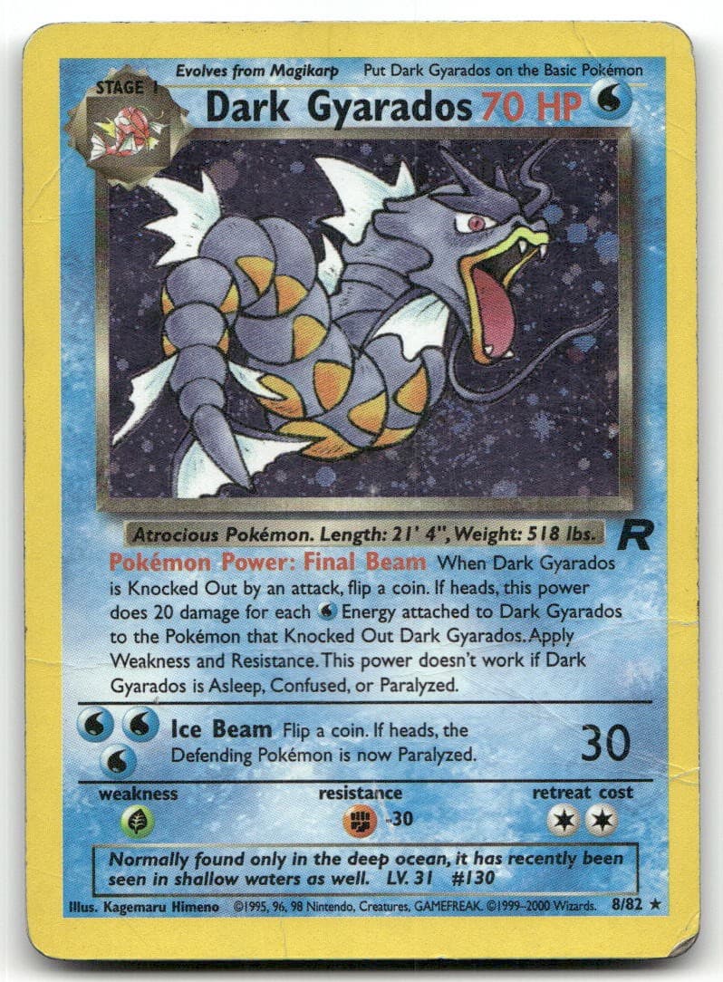 Dark Gyarados (8) Holo Rare 08/82 Team Rocket HP