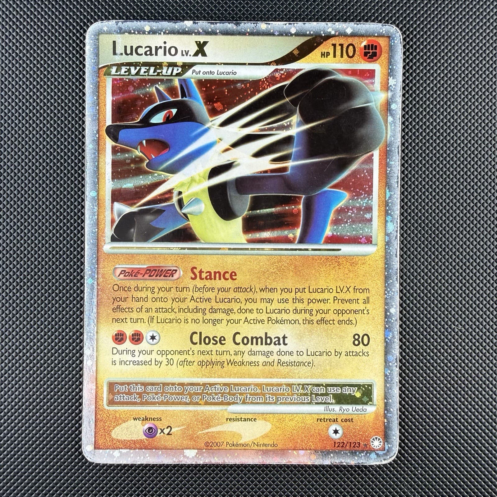Pokemon TCG Lucario LV.X 122/123 DP Mysterious Treasures Ultra Rare Holo Card