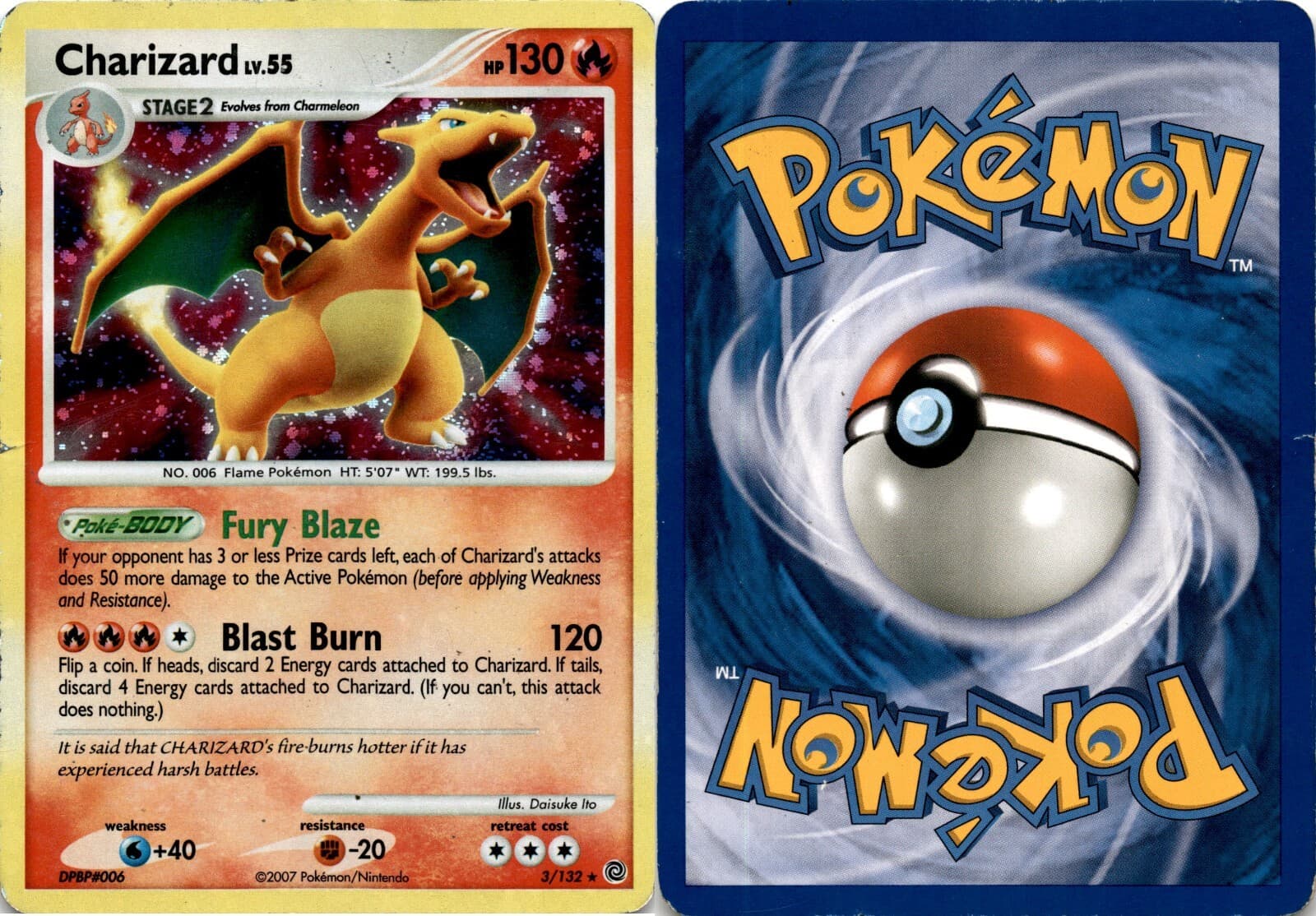 2007 Pokemon, Secret Wonders, #3/132 Charizard, Holo Rare