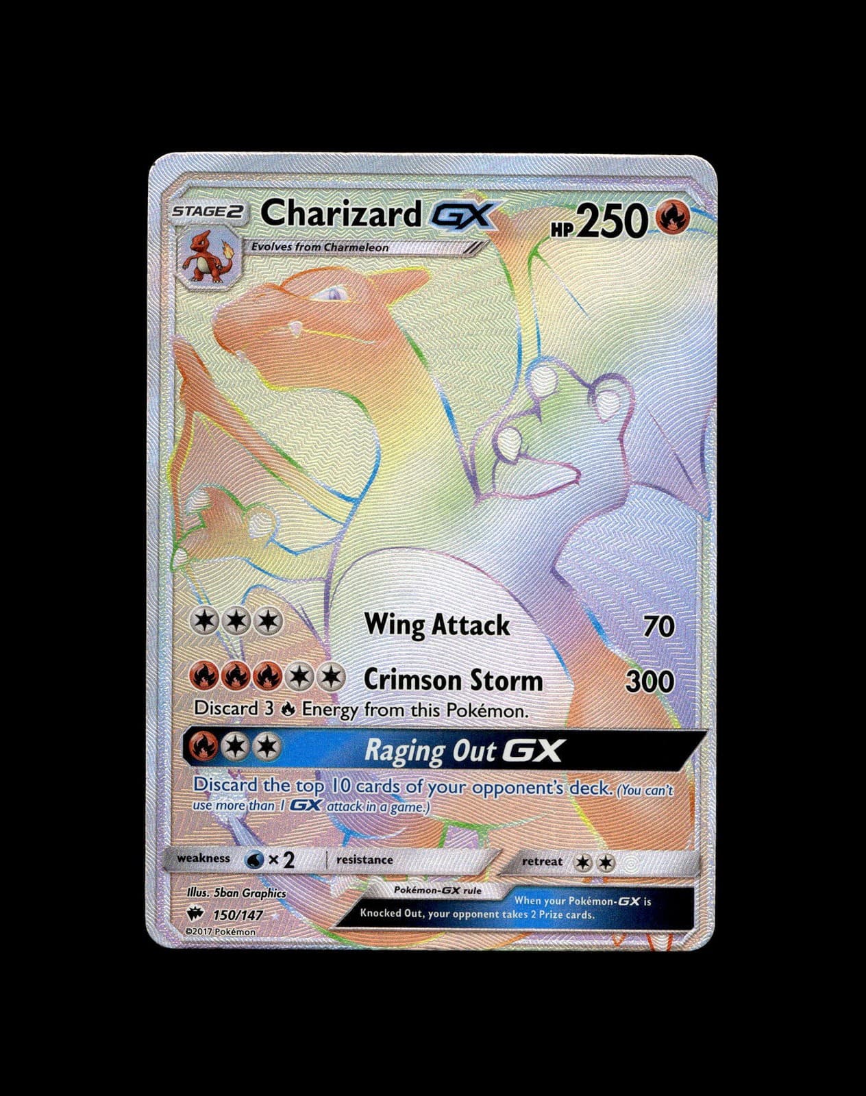 Charizard GX (Secret) 150/147 SM - Burning Shadows Pokémon Card LP