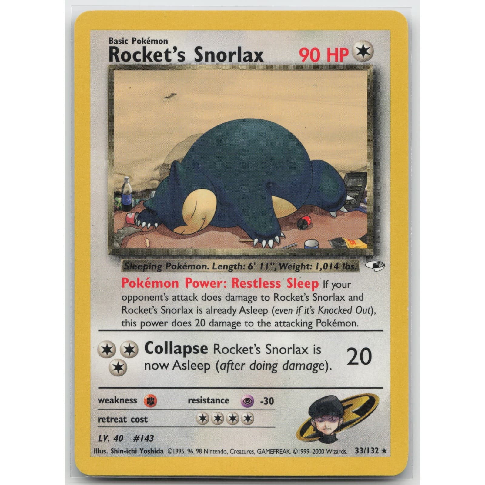 Rocket's Snorlax Unlimited Gym Heroes 33/132 Rare MP Pokemon B