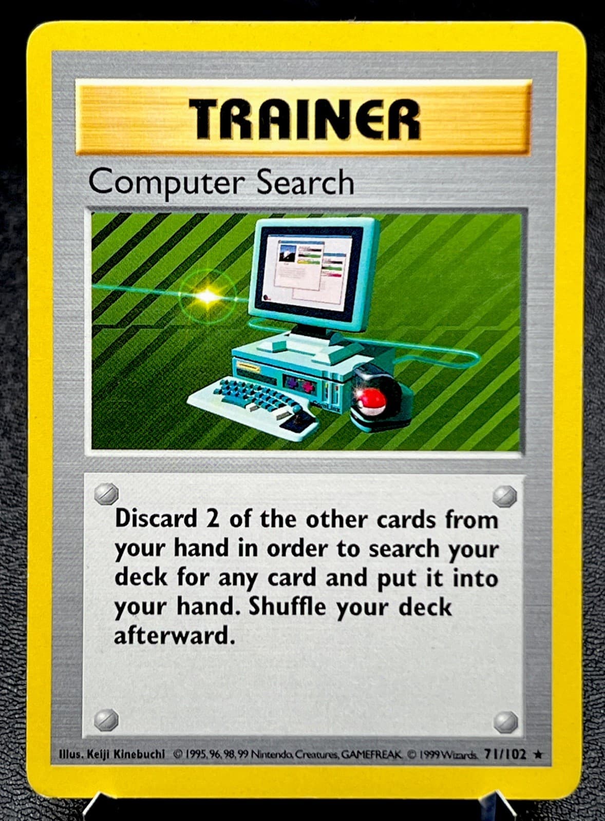 Computer Search 71/102 MP Non Holo Rare Shadowless Base Set Pokemon Card!