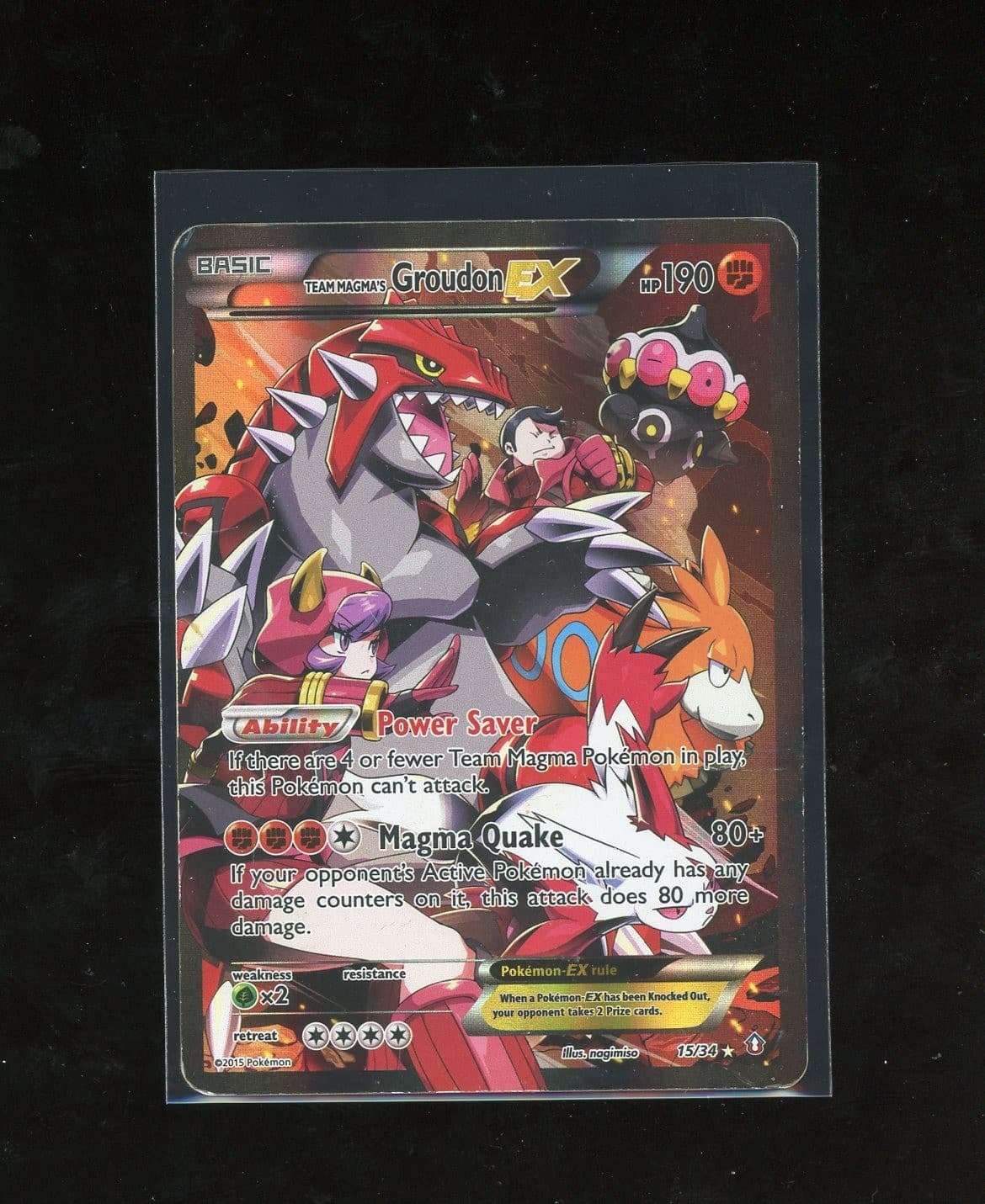 2015 Pokemon XY Double Crisis Full Art Team Magma's Groudon EX 15/34 Holo Foil