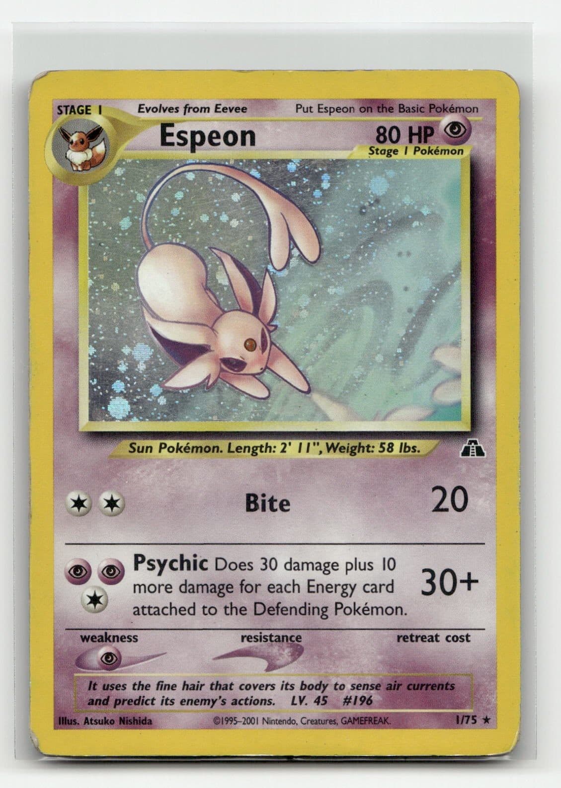 Espeon (1) 01/75 Neo Discovery Unlimited Holofoil Pokemon