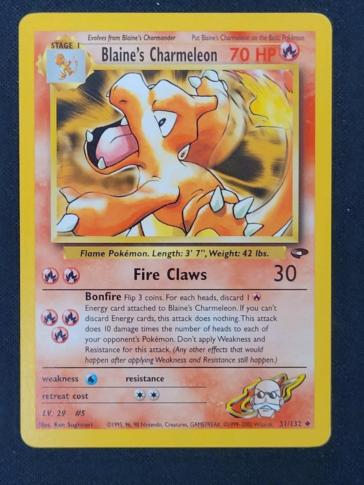 BLAINE'S CHARMELEON 31/132 GYM CHALLENGE Unlimited Uncommon Pokemon Card MP