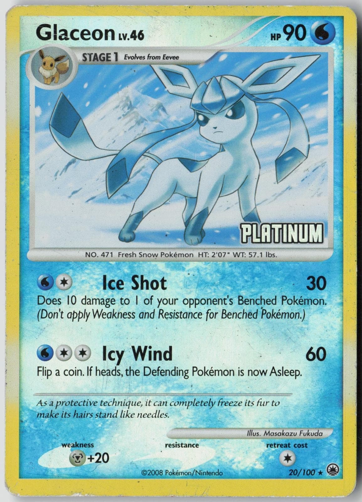Glaceon (DP Majestic Dawn) 20/100 Holo Holo Rare Deck Exclusives Pokemon Holo MP