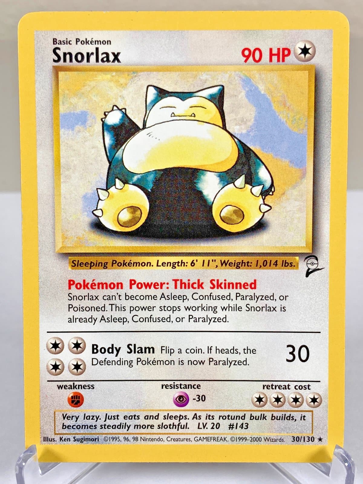 Snorlax 030/130 Base Set 2 Rare WOTC Pokemon Card - LP / MP