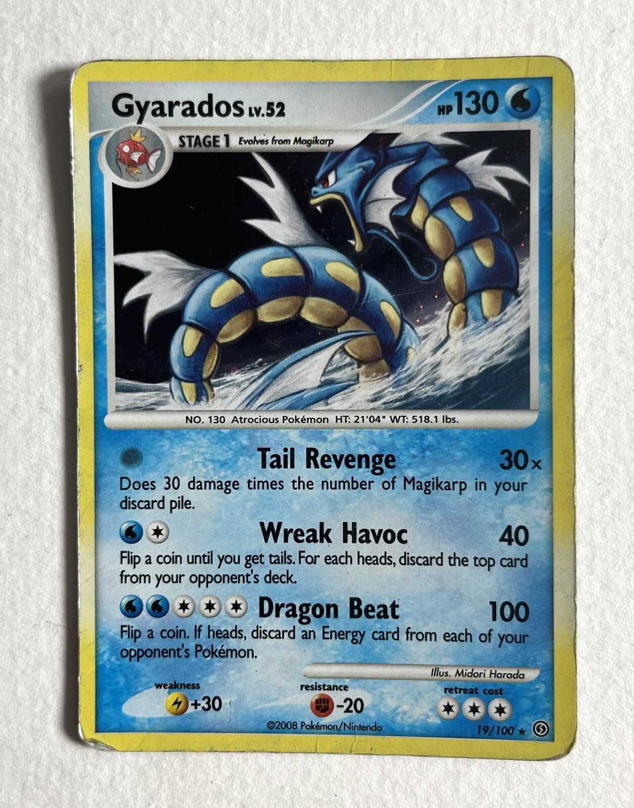 RARE Gyarados Lv.52 19/100 HOLO RARE Diamond & Pearl Stormfront  Pokemon Card