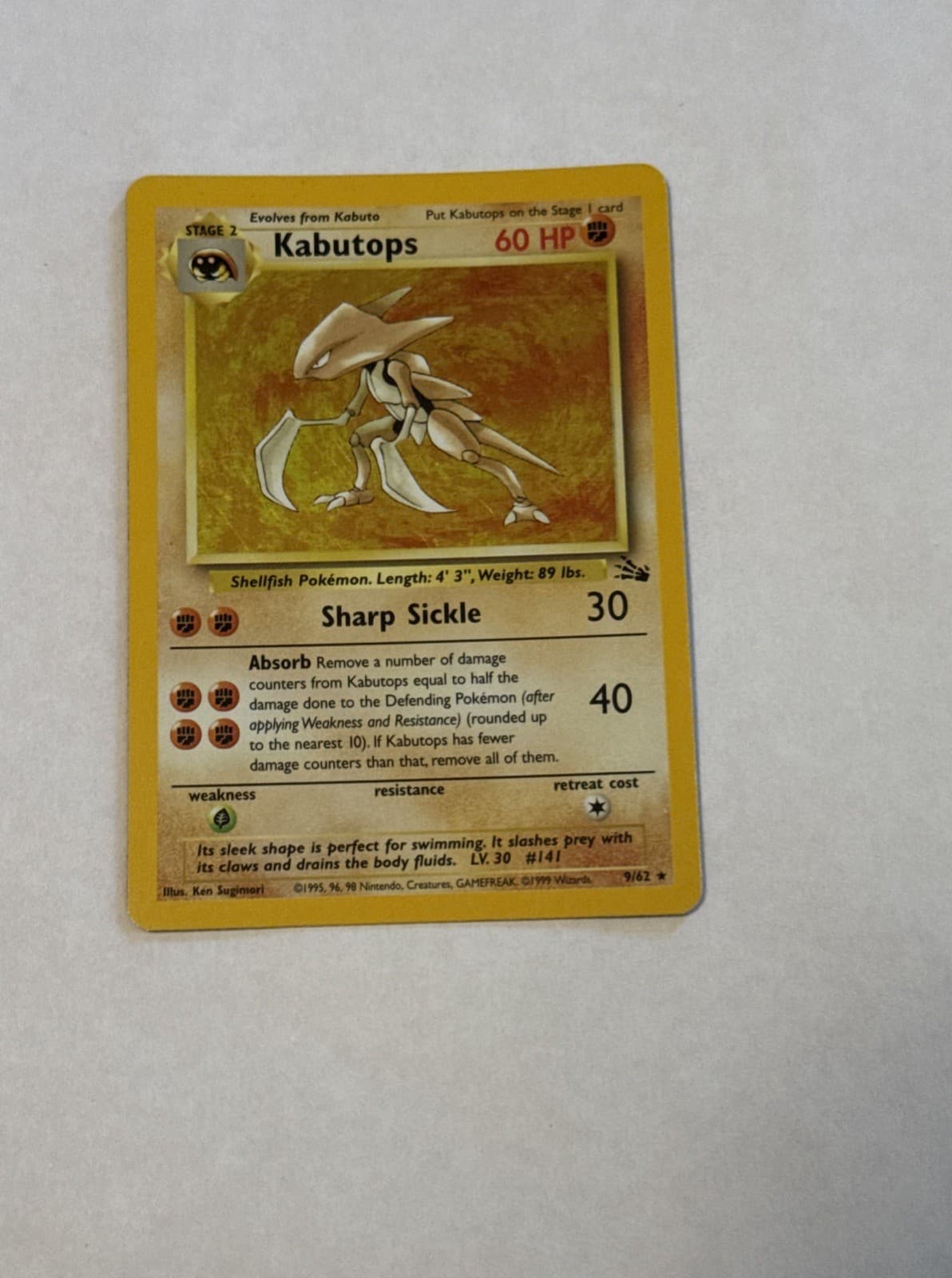 1999 Kabutops 9/62 Fossil Holo 60 HP
