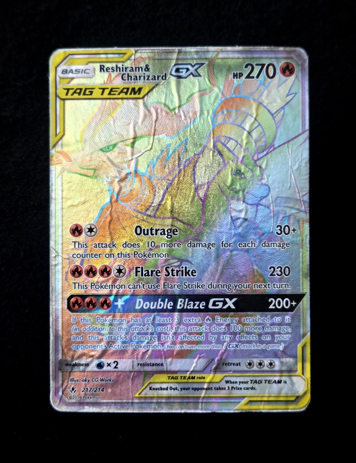 Reshiram & Charizard GX (Secret) 217/214 Sm-Unbroken Bonds Holo