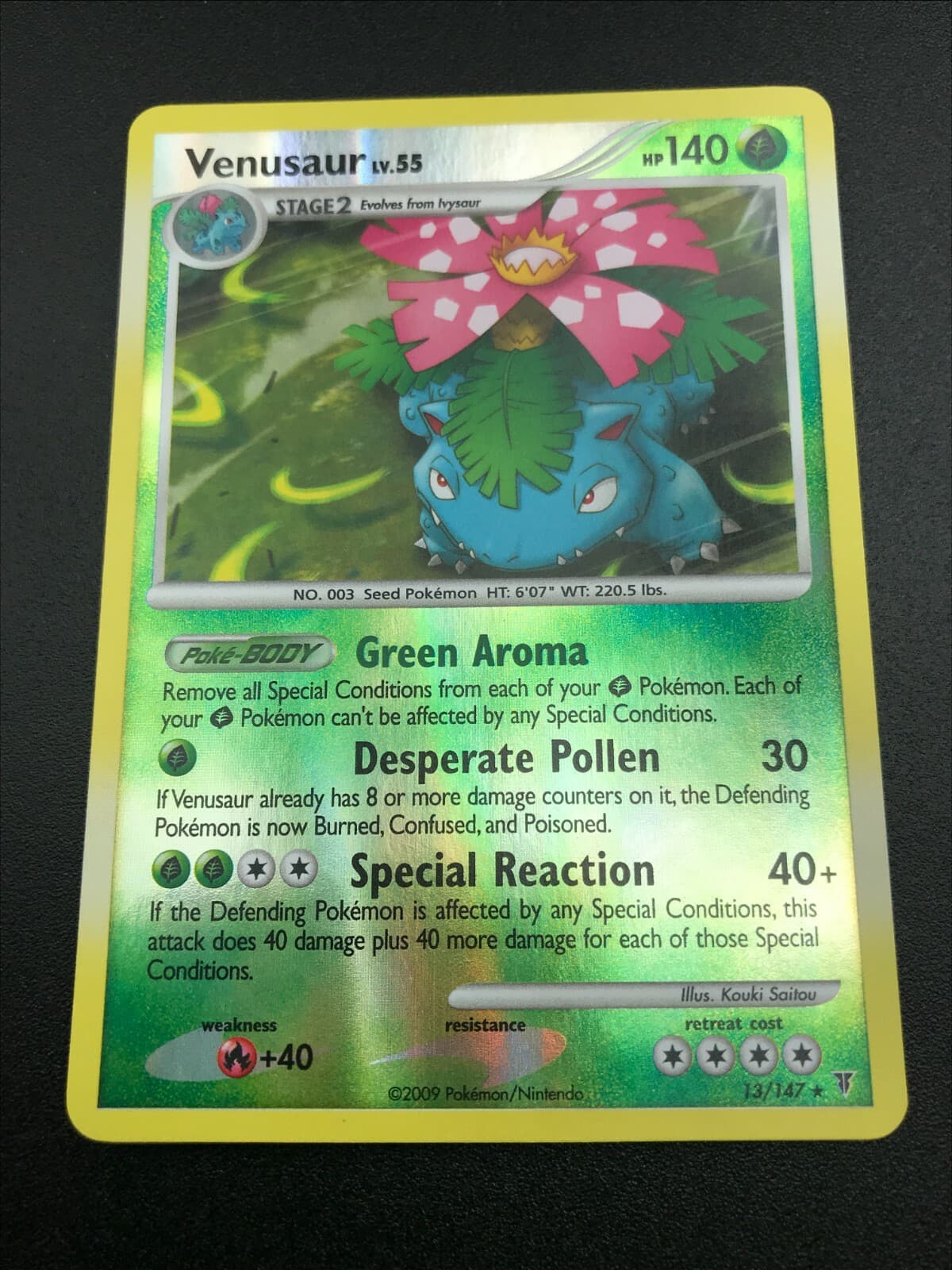 Venusaur REVERSE HOLO RARE 13/147 Pokemon Platinum Supreme Victors Card NM 2009