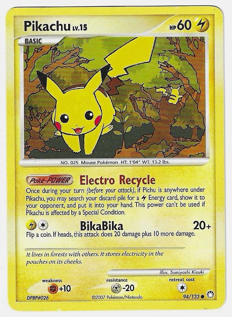 Pikachu Pokemon Diamond and Pearl Mysterious Treasures 2007 94/123 #94 MP