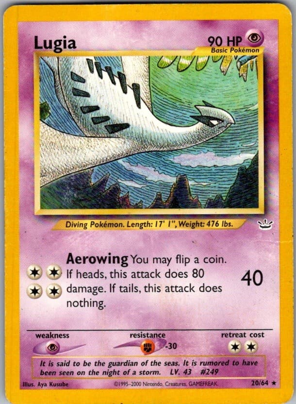 Lugia 20/64 Rare Neo Revelation Pokemon Unlimited Near Mint