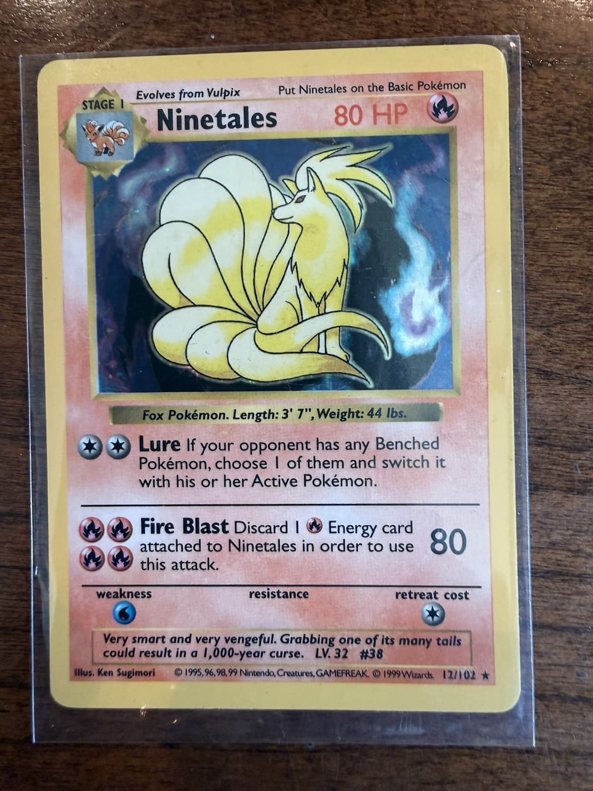 Ninetales 012/102 Base Set (Shadowless) Holo Front Great back MP