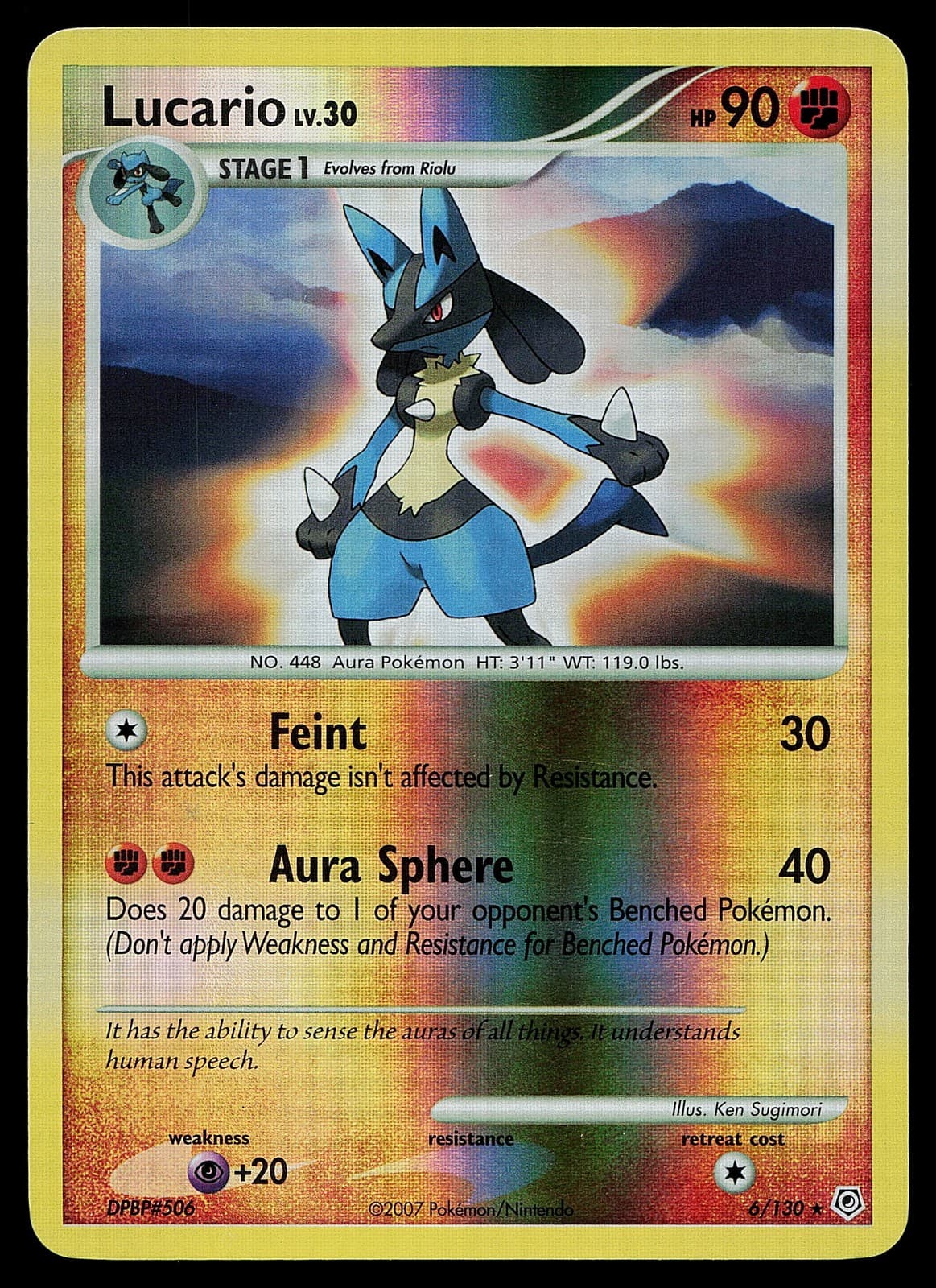 Pokemon Card - Lucario Diamond and Pearl 6/130 Reverse Holo Rare