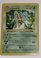 WoTC Pokemon TCG - Beedrill 17/102 - Rare Base Set Shadowless - LP