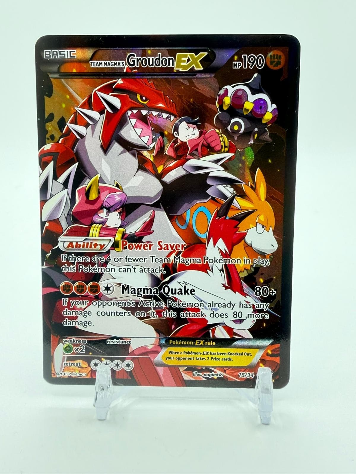 Team Magma's Groudon EX 15/34 Ultra Rare Double Crisis Pokemon Holo MP