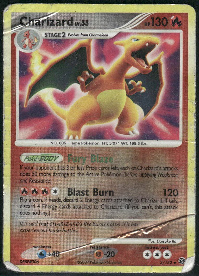 Charizard 3/132 Rare Secret Wonders Pokemon Reverse Holo Damaged