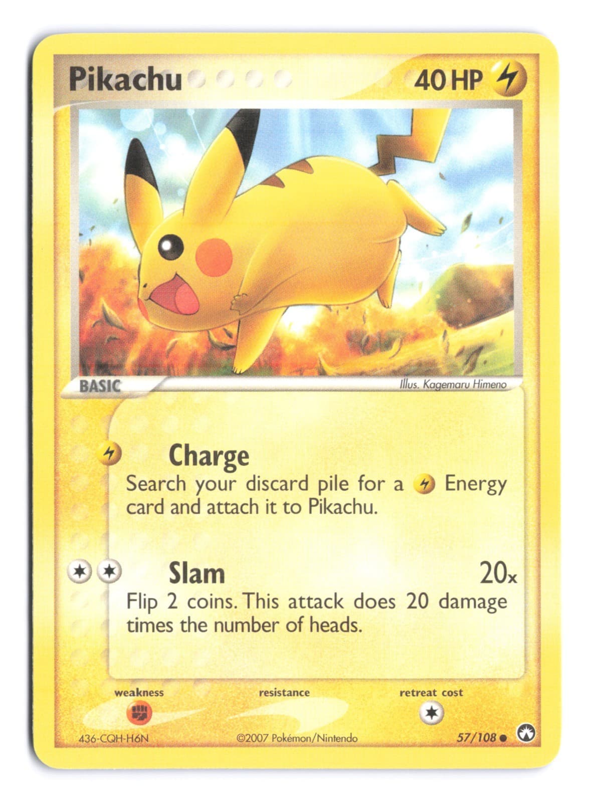 2007 Pokemon EX Power Keepers Pikachu #57/108 Non Holo