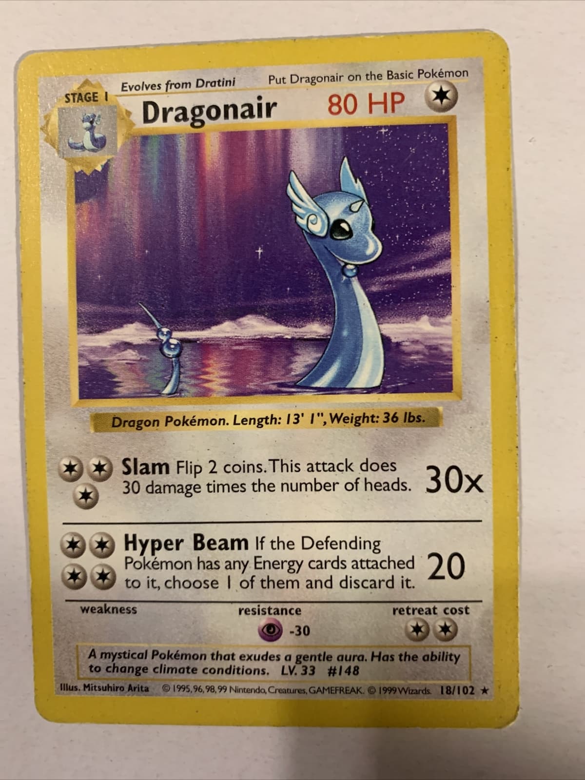 Dragonair 18/102 BASE SET SHADOWLESS Pokemon Card