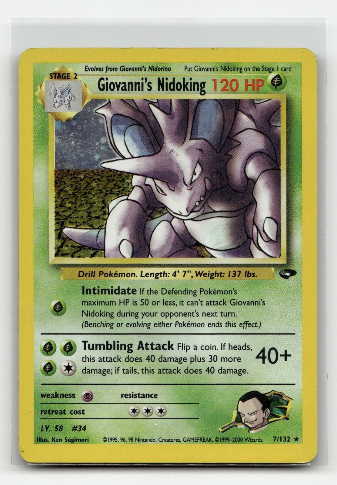 Giovanni's Nidoking 007/132 Gym Challenge Unlimited Holofoil Pokemon