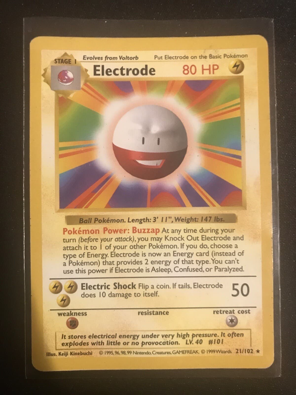 Pokemon TCG Electrode 21/102 Base Set Shadowless